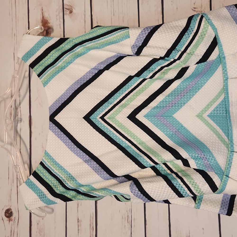 Danny And Nicole Chevron Striped Sleeveless Dress SZ 18W NWT POCKETS! - Picture 2 of 10